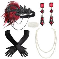 Conjunto de Acessórios BABEYOND para Festa dos Anos 1920 - Tiara, Colar e Luvas