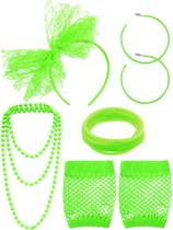 Conjunto de acessórios Blulu 80s para festas femininas à fantasia (verde)