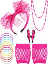 Conjunto de acessórios: Blulu, faixa de renda dos anos 80, brincos, luvas, colar Conjunto de acessórios: Blulu, faixa de renda dos anos 80, brincos, luvas, colar