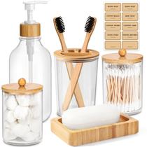 Conjunto de acessórios de banheiro ALPIRIRAL Bamboo, 5 peças de plástico transparente Conjunto de acessórios de banheiro ALPIRIRAL Bamboo, 5 peças de plástico transparente