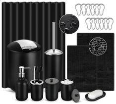 Conjunto de acessórios de banheiro ALPIRIRAL Black 22 unidades com cortina de chuveiro