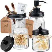 Conjunto de acessórios de banheiro Amolliar Mason Jar, 4 peças, preto Conjunto de acessórios de banheiro Amolliar Mason Jar, 4 peças, preto