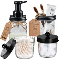 Conjunto de acessórios de banheiro Amolliar Mason Jar (pacote com 4) preto Conjunto de acessórios de banheiro Amolliar Mason Jar (pacote com 4) preto