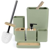 Conjunto de acessórios de banheiro CERBIOR 6 peças Bamboo Bath Green