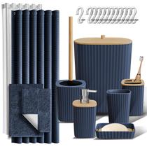 Conjunto de acessórios de banheiro Clara Clark Navy 22PC com chuveiro Conjunto de acessórios de banheiro Clara Clark Navy 22PC com chuveiro