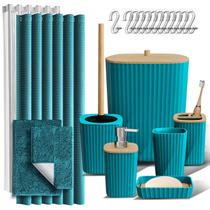 Conjunto de acessórios de banheiro Clara Clark Teal com cortina de chuveiro Conjunto de acessórios de banheiro Clara Clark Teal com cortina de chuveiro