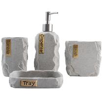 Conjunto de acessórios de banheiro Hymmah Marble Design 4 unidades Conjunto de acessórios de banheiro Hymmah Marble Design 4 unidades