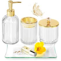 Conjunto de acessórios de banheiro Jenseits Gold Clear Glass 4 unidades
