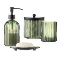 Conjunto de acessórios de banheiro KMwares Housewares 4 unidades de vidro Conjunto de acessórios de banheiro KMwares Housewares 4 unidades de vidro