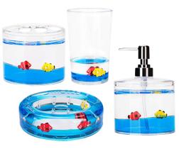 Conjunto de acessórios de banheiro Locco Decor de 4 peças 4D Liquid