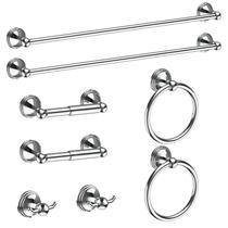 Conjunto de acessórios de banheiro Newfun Polished Chrome de 8 peças Conjunto de acessórios de banheiro Newfun Polished Chrome de 8 peças