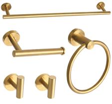 Conjunto de acessórios de banheiro Ntipox Brushed Gold 5 unidades Conjunto de acessórios de banheiro Ntipox Brushed Gold 5 unidades