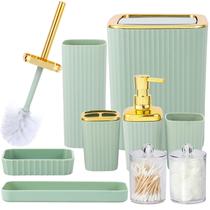 Conjunto de acessórios de banheiro Viowil 9 peças verde claro
