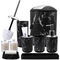 Conjunto de acessórios de banheiro XLHOMO Black Marble com lixeira