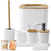 Conjunto de acessórios de banheiro XLHOMO de 9 peças branco com lata de lixo
