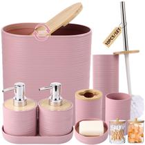 Conjunto de acessórios de banheiro XLHOMO Pink com cortina de chuveiro Conjunto de acessórios de banheiro XLHOMO Pink com cortina de chuveiro