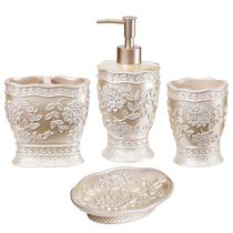 Conjunto de acessórios de banheiro Zahari Home Rose Vine Beige 4 unidades Conjunto de acessórios de banheiro Zahari Home Rose Vine Beige 4 unidades