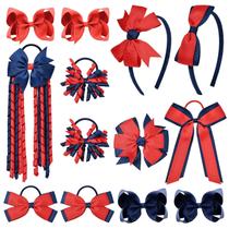 Conjunto de acessórios de cabelo DEEKA azul marinho e vermelho para meninas, 13 unidades Conjunto de acessórios de cabelo DEEKA azul marinho e vermelho para meninas, 13 unidades