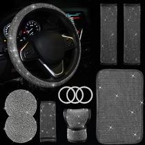 Conjunto de acessórios de carro JINGSEN Bling para mulheres, 11 peças brancas