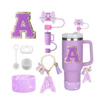 Conjunto De Acessórios De Copo Stanley Roxo 30 Onças 40 Onças 8 Peças Tampa De Palha De Silicone