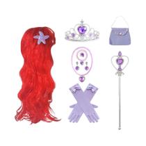 Conjunto De Acessórios De Cosplay Da Princesa Ariel Luvas Varinha Coroa Joias Peruca De Sereia Colar