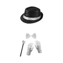 Conjunto De Acessórios De Cosplay Do Michael Jackson Dos Anos 80: Chapéu, Peruca, Luvas E Óculos