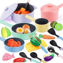 Conjunto de acessórios de cozinha Play GILOBABY com panelas e frigideiras vermelho Conjunto de acessórios de cozinha Play GILOBABY com panelas e frigideiras vermelho