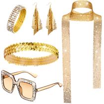 Conjunto de acessórios de discoteca Sasylvia 70s, bijuterias para mulheres