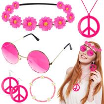 Conjunto de acessórios de fantasia Batiyeer Hippie 60s 70s Party 6 unidades