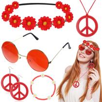 Conjunto de acessórios de fantasia Batiyeer Hippie 60s 70s Party 6 unidades