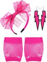 Conjunto de acessórios de fantasia Blulu, brincos de renda dos anos 80 Conjunto de acessórios de fantasia Blulu, brincos de renda dos anos 80