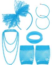 Conjunto de acessórios de fantasia dos anos 80, faixa de renda, brincos, luvas de rede, colar, pulseira Conjunto de acessórios de fantasia dos anos 80, faixa de renda, brincos, luvas de rede, colar, pulseira