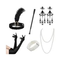 Conjunto De Acessórios De Fantasia Flapper Feminina Anos 20: Tiara Gatsby Para Festas Vintage Conjunto De Acessórios De Fantasia Flapper Feminina Anos 20: Tiara Gatsby Para Festas Vintage