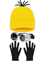 Conjunto de acessórios de fantasia itswordpiz Yellow Beanie Goggles Goggles Gloves