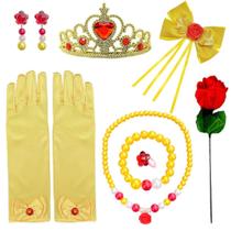 Conjunto de acessórios de fantasia Princess Belle para meninas de 3 a 10 anos