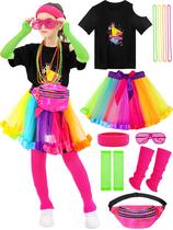 Conjunto de acessórios de fantasia SOMSOC 80s para meninas, 13 peças Conjunto de acessórios de fantasia SOMSOC 80s para meninas, 13 peças