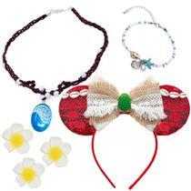 Conjunto de acessórios de fantasia Yosbabe Moana para meninas (vermelho)