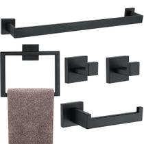 Conjunto de acessórios de hardware de banheiro Delarkusi Matte Black 5 unidades