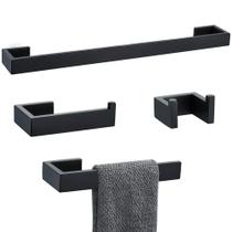 Conjunto de acessórios de hardware de banheiro TNOMS Black Stainless Steel