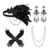 Conjunto de acessórios Flapper SWEETV 1920s Great Gatsby para mulheres