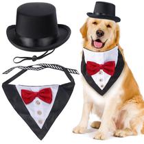 Conjunto de acessórios formais para animais de estimação Yewong Pet Top Hat Tuxedo Bandana