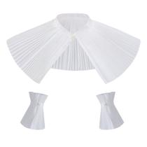 Conjunto de acessórios: gola falsa plissada com punhos combinando para mulheres