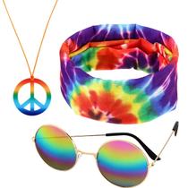 Conjunto de acessórios hippie Frienda 70s Rainbow para adolescentes