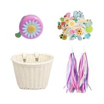 Conjunto De Acessórios Para Bicicleta Em Rattan PE Ajustável Com Sino, Franjas E Adesivos, Feito À Conjunto De Acessórios Para Bicicleta Em Rattan PE Ajustável Com Sino, Franjas E Adesivos, Feito À