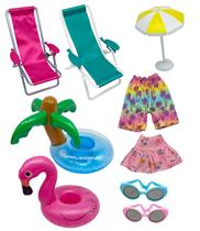 Conjunto de Acessórios para Boneca Elfo JZLiner - Itens de Praia Conjunto de Acessórios para Boneca Elfo JZLiner - Itens de Praia