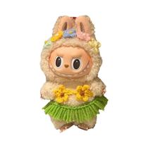 Conjunto De Acessórios Para Boneca Mini Plush De 15/17cm: Biquíni Estilo Havaiano, Saia De Grama E Conjunto De Acessórios Para Boneca Mini Plush De 15/17cm: Biquíni Estilo Havaiano, Saia De Grama E