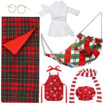 Conjunto de acessórios para bonecas Christmas Elf, 8 peças Aoriher com bolsa Conjunto de acessórios para bonecas Christmas Elf, 8 peças Aoriher com bolsa