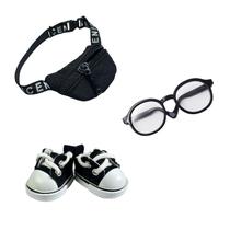 Conjunto de acessórios para bonecas QIXINGWISE para boneca de 17 cm com óculos, bolsa