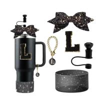 Conjunto De Acessórios Para Copo Stanley 5 Peças Tampa De Canudo De Diamante De 10mm Laços Adesivos