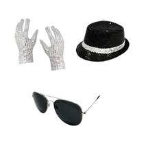 Conjunto De Acessórios Para Fantasia De Michael Jackson: Chapéu Fedora Com Lantejoulas, Luvas Com